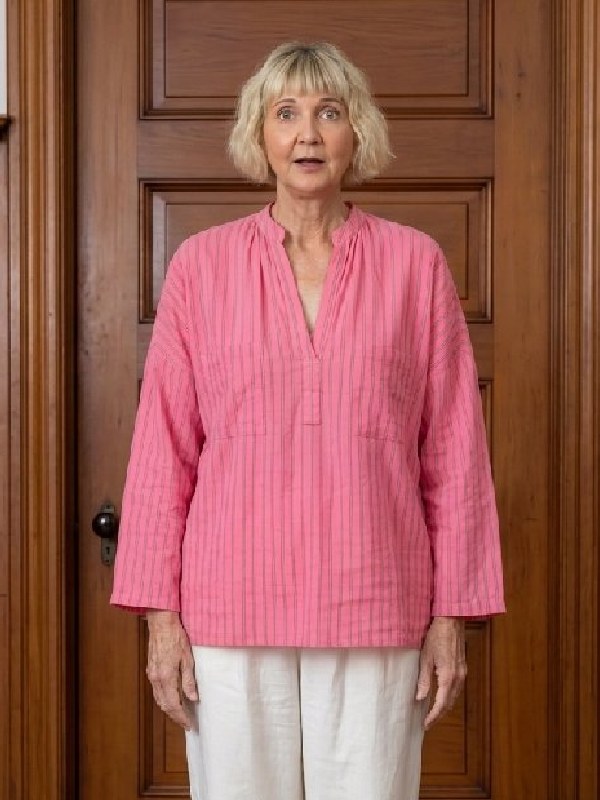 The Four Seasons S2 Kerri Kenney Pink Striped Shirt