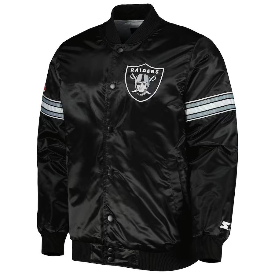 The Pick And Roll Las Vegas Raiders Black Satin Jacket