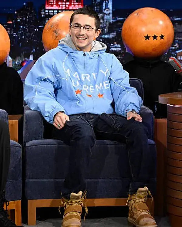 The Tonight Show Starring Jimmy Fallon Timothée Chalamet Blue Jacket