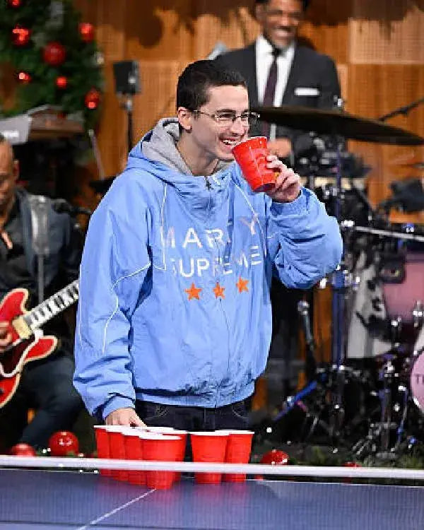 The Tonight Show Starring Jimmy Fallon Timothée Chalamet Blue Jacket