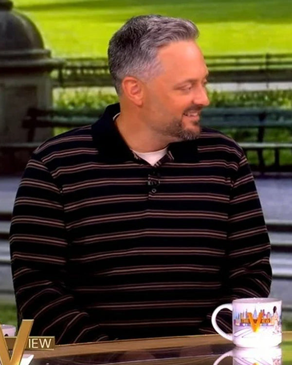 The View Nate Bargatze Striped Polo Shirt