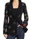 The View S28. Joy Behar Black Floral Embellished Blazer