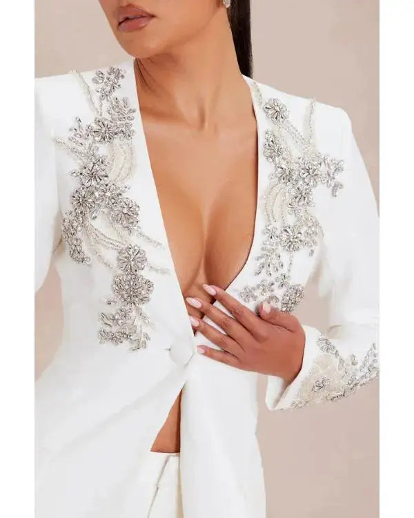 The Voice S28 Jazz McKenzie White Embellished Coat
