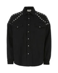 The Voice S28 Peyton Kyle Eye-let Studded Denim Shirt