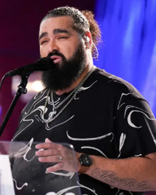The Voice S28 Ralph Edwards Black Marble Print T-Shirt