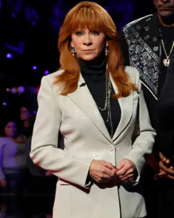 The Voice S28 Reba McEntire Cream Sequined Blazer