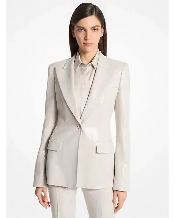 The Voice S28 Reba McEntire Cream Sequined Blazer