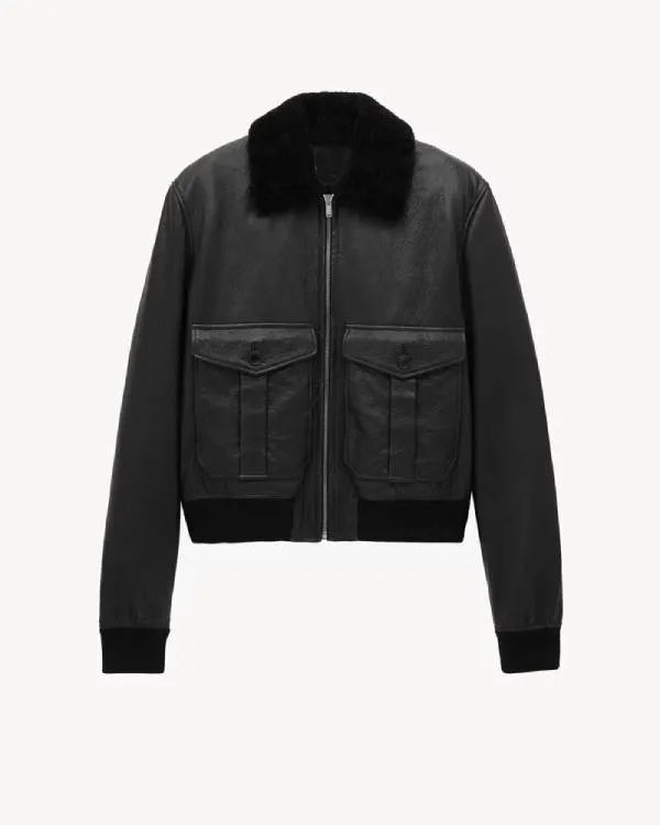 The Voice S29 Promo John Legend Leather Jacket with Fur Collar