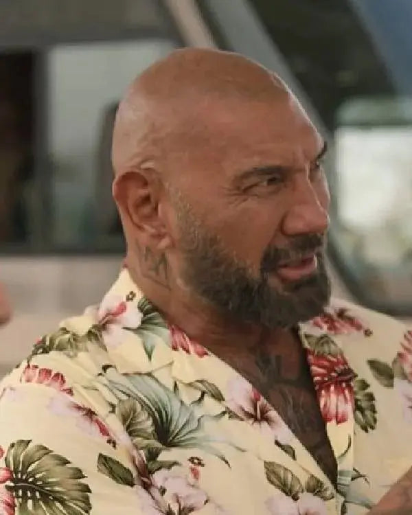 Trap House Dave Bautista Yellow Floral Shirt