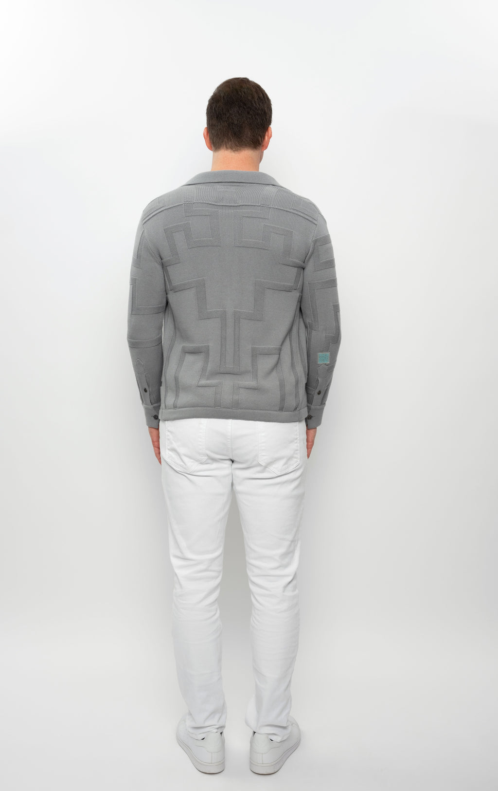 Primakind Men's Geometric Pattern Knit Cardigan
