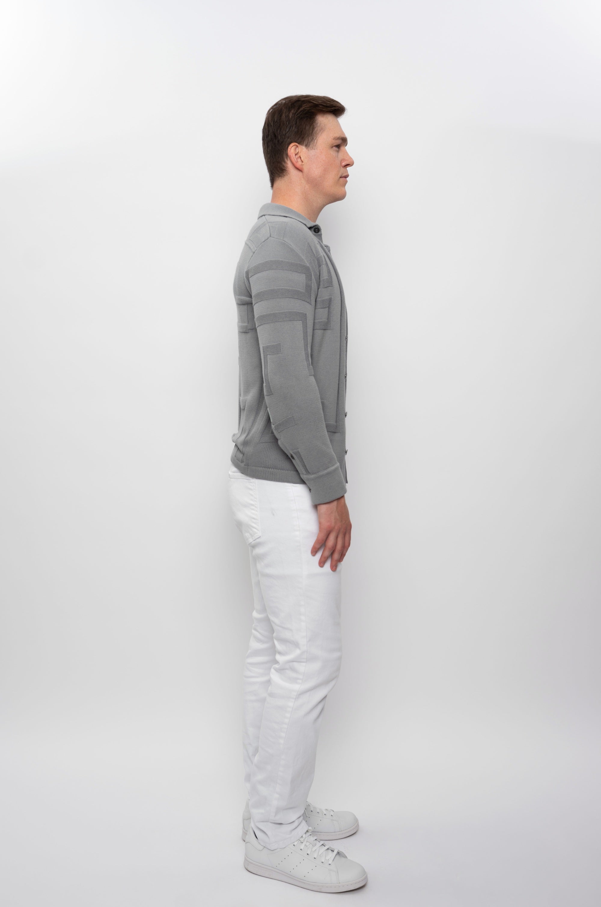 Primakind Men's Geometric Pattern Knit Cardigan