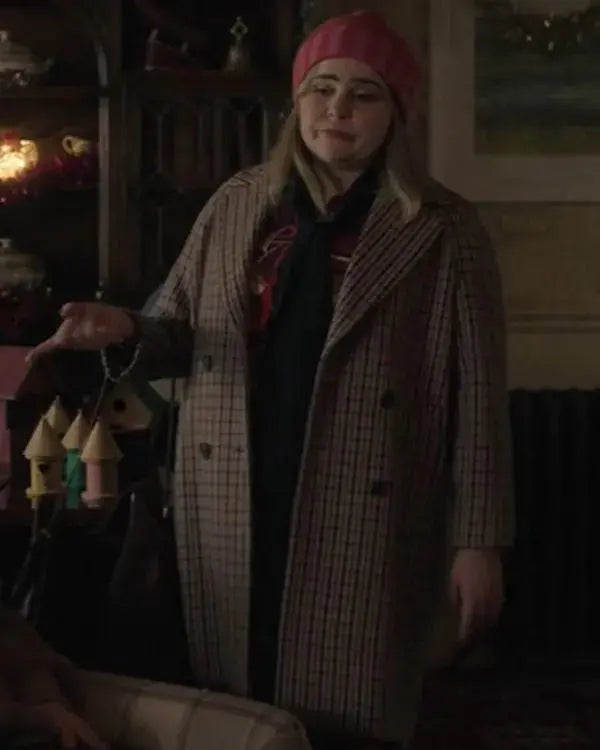 Twelve Dates ‘Til Christmas Mae Whitman Plaid Coat
