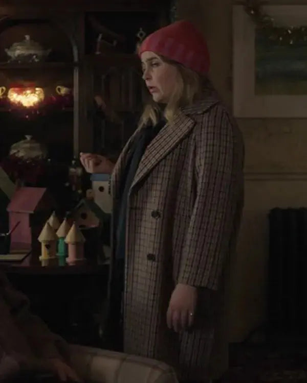 Twelve Dates ‘Til Christmas Mae Whitman Plaid Coat