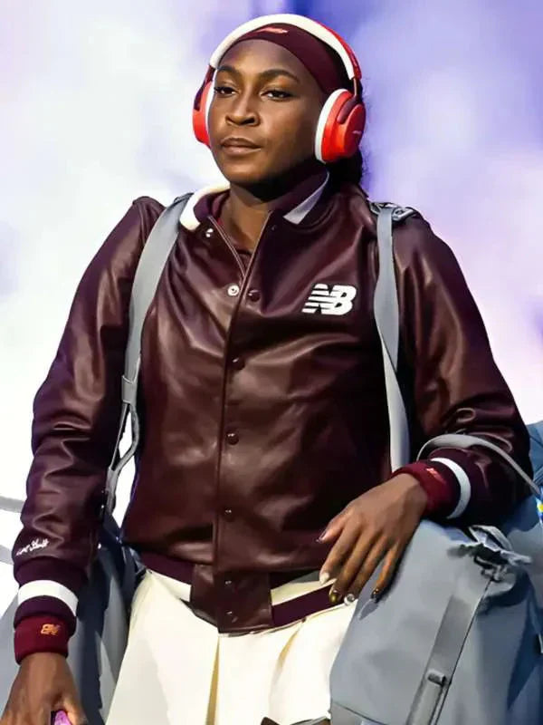 US Open 2025 Coco Gauff Leather Varsity Jacket