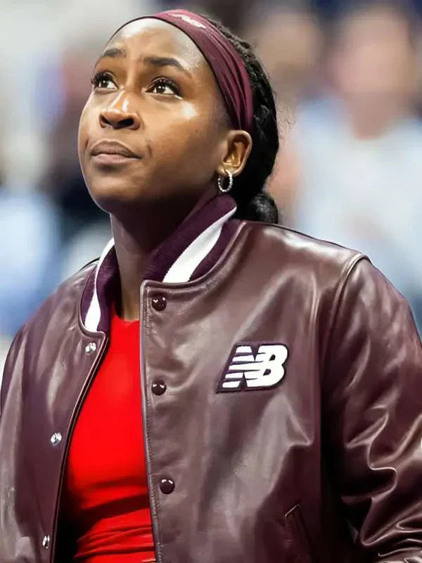 US Open 2025 Coco Gauff Leather Varsity Jacket