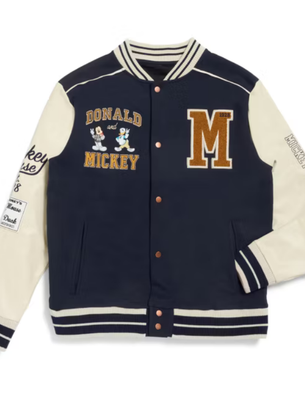 Mickey Mouse and Donald Duck Varsity Jacket For Adults