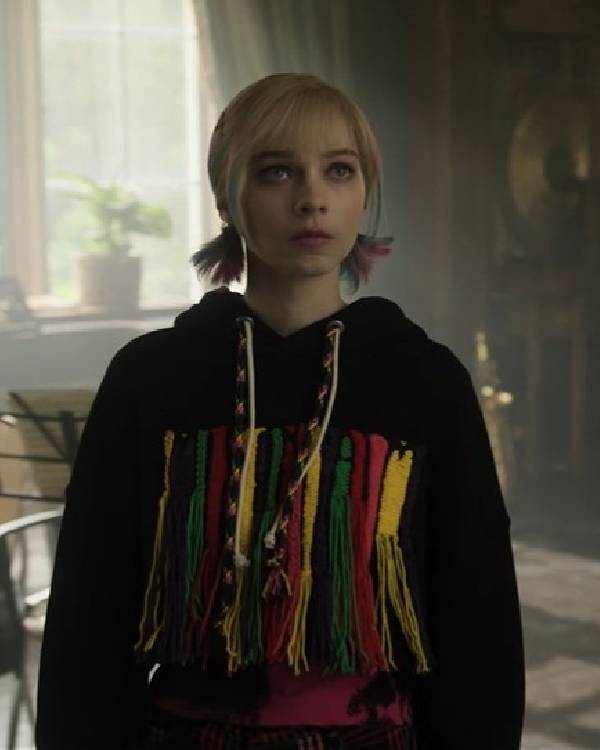 Wednesday Emma Myers Embroidered Cropped HoodieWednesday Emma Myers Embroidered Cropped Hoodie