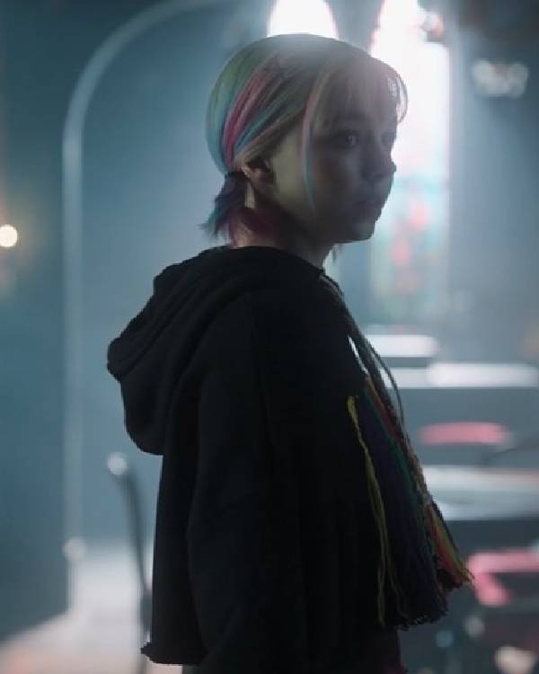 Wednesday Emma Myers Embroidered Cropped HoodieWednesday Emma Myers Embroidered Cropped Hoodie