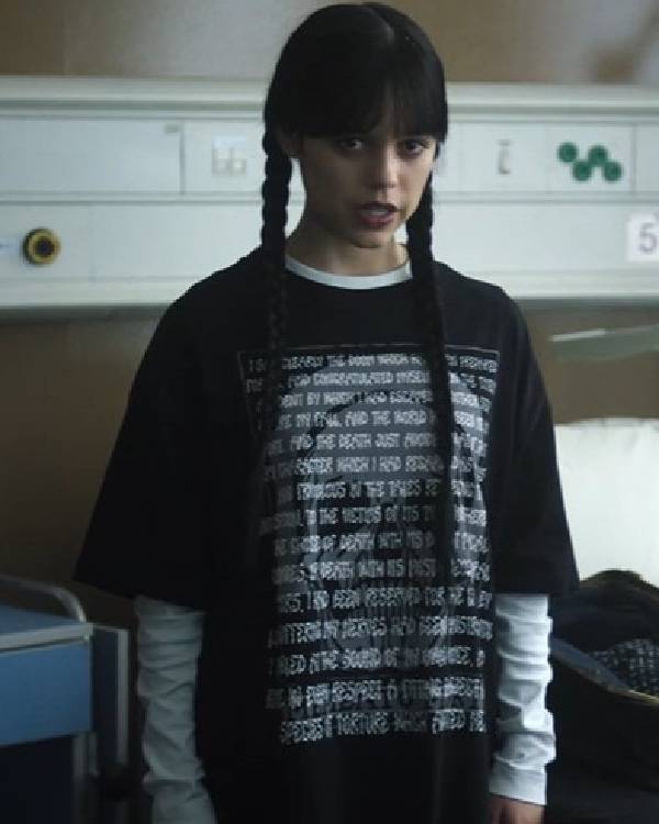 Wednesday Jenna Ortega Poe The Pit and the Pendulum Skull T-Shirt