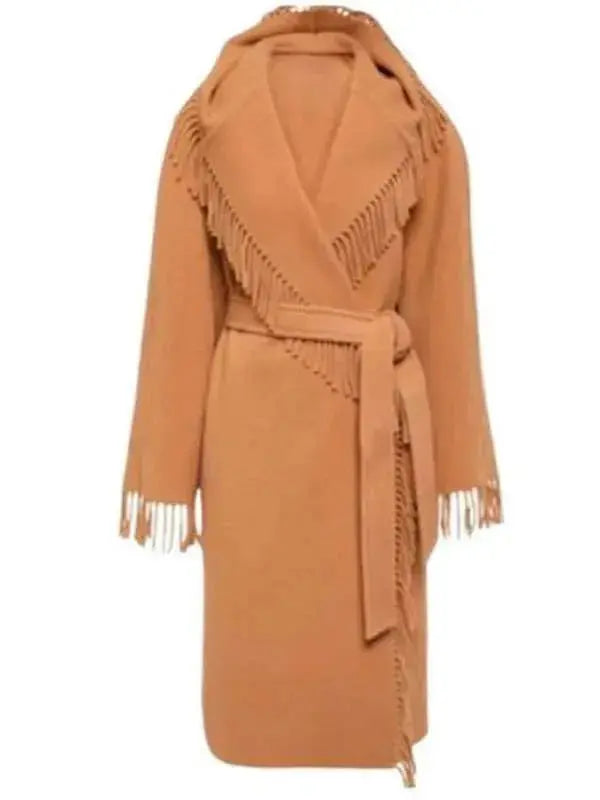 Wednesday Isadora Capri Brown Fringe Coat