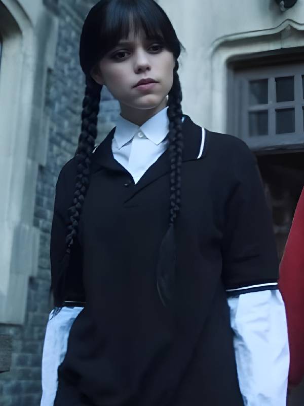 Wednesday Jenna Ortega Black Polo Shirt
