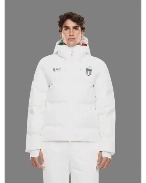 Winter Olympics 2026 Team Italy EA7 White Puffer Jacket