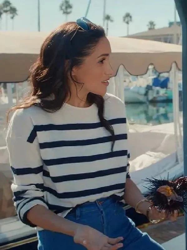 With Love Meghan S02 White Striped Top