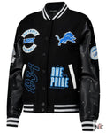 Women’s The Wild Collective Black Detroit Lions Sparkle Full-Snap Varsity Jacket