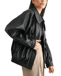 Women’s Black Oversized Retro Bomber Jacket