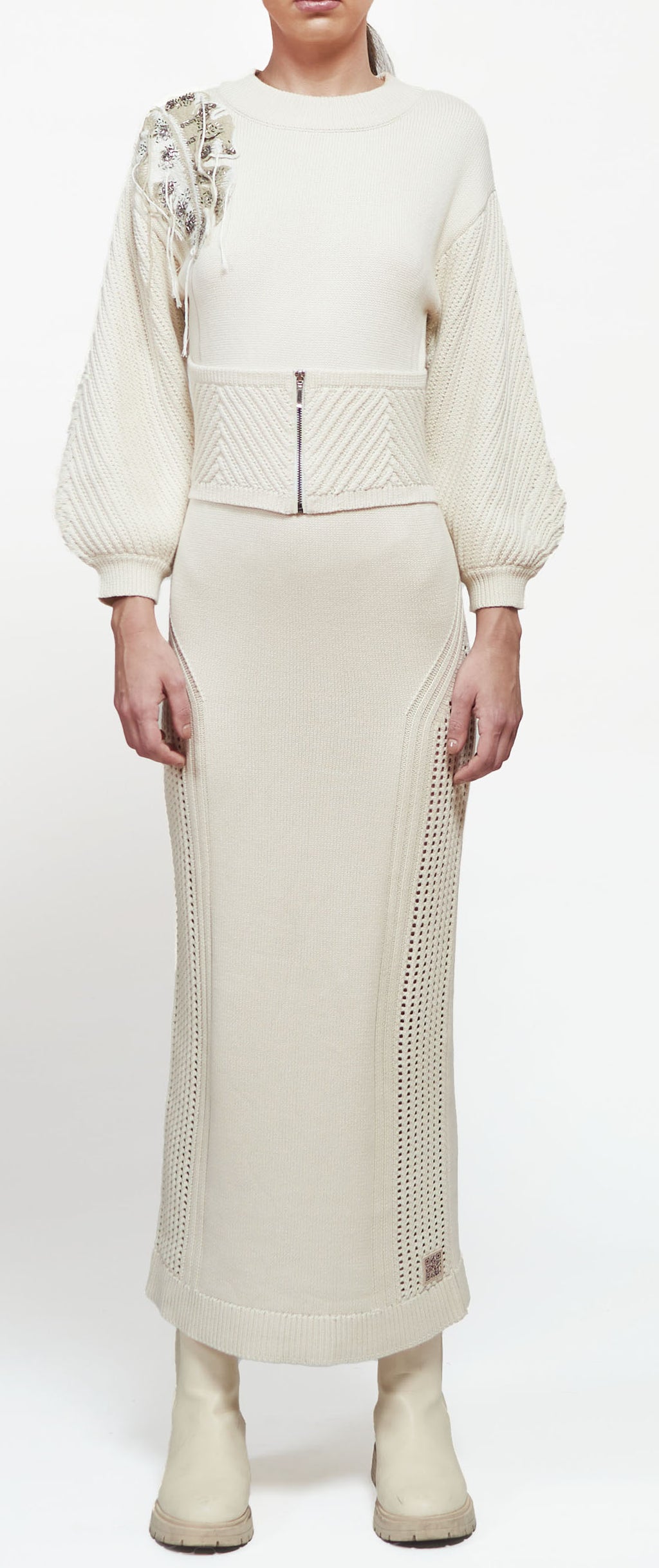 Primakind Ribbed Knit Mock Neck Maxi Dress With Tie-up Waist
