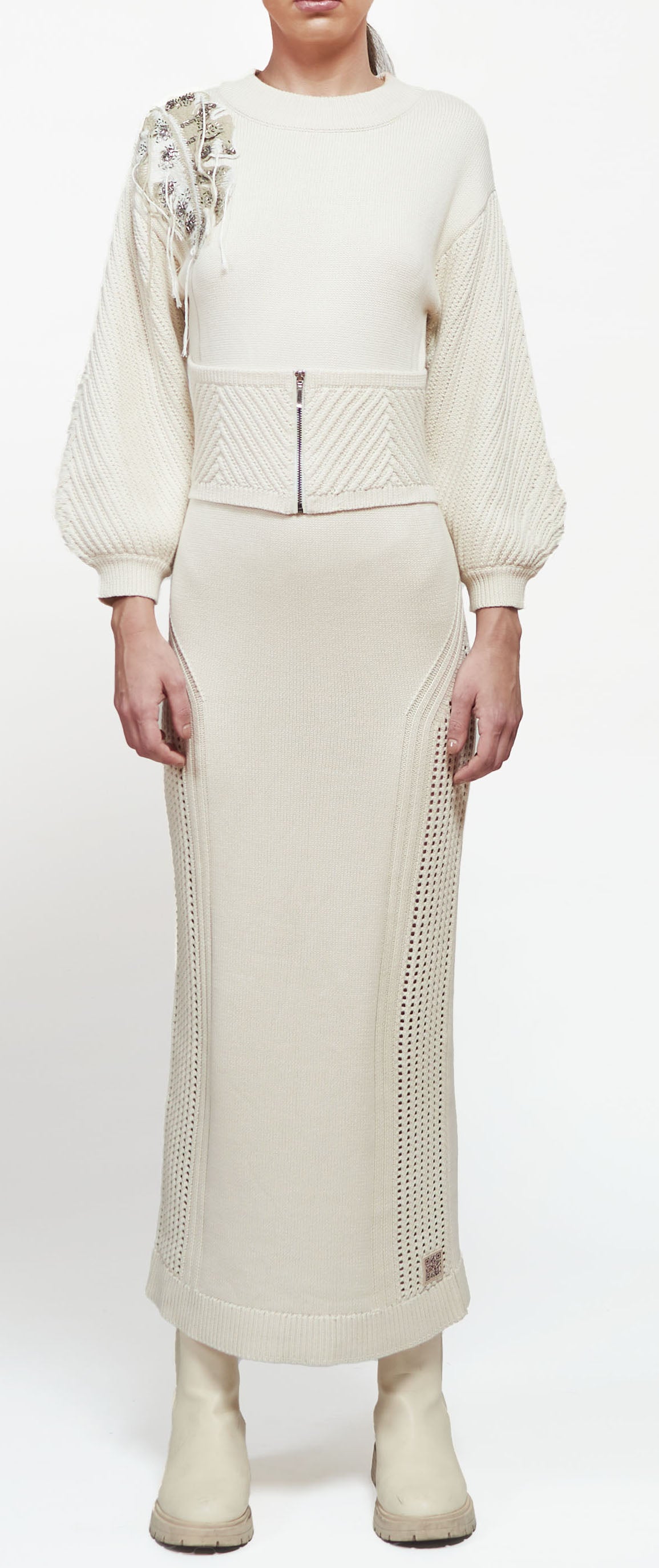 Primakind Ribbed Knit Mock Neck Maxi Dress With Tie-up Waist