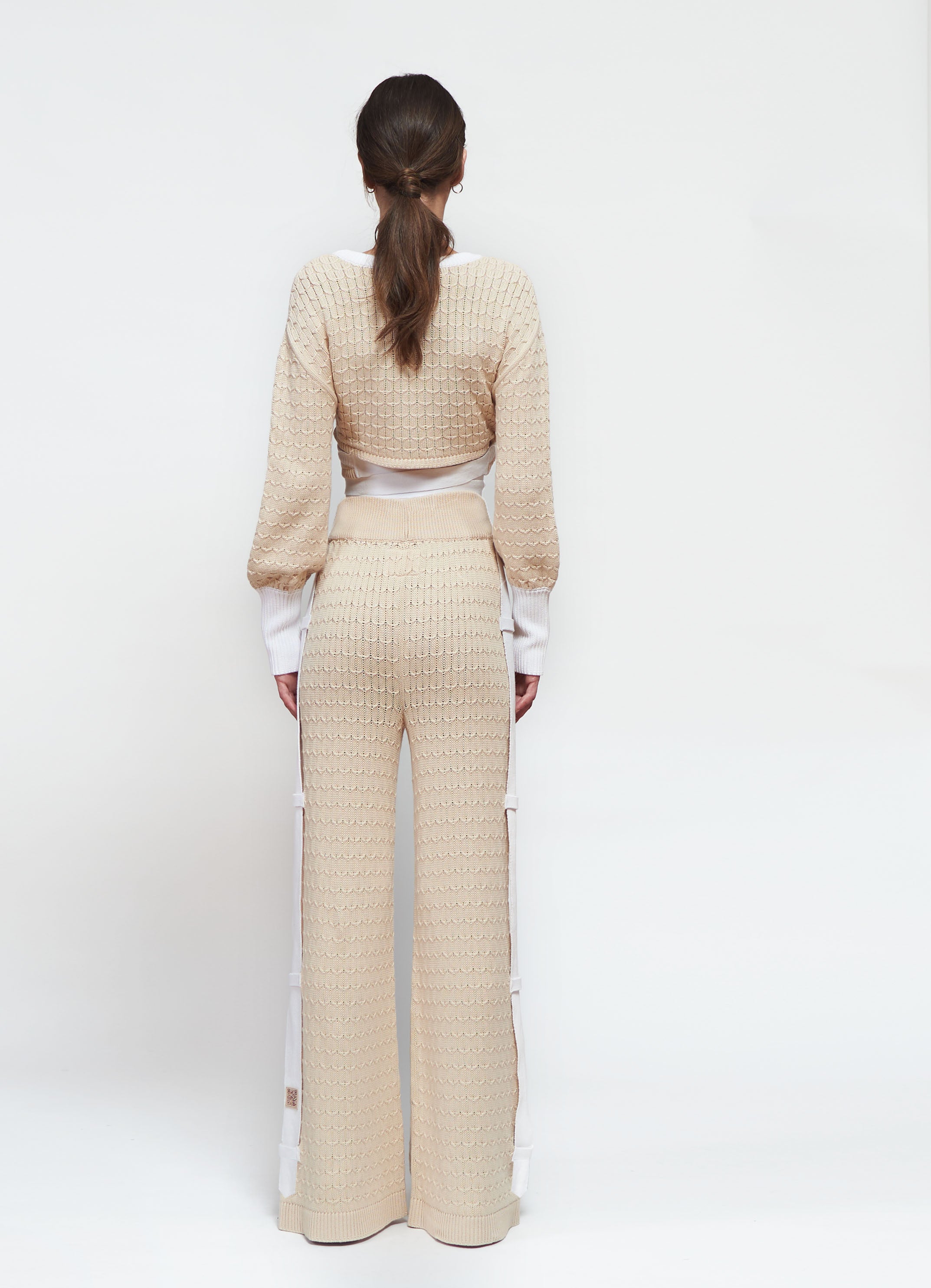 Primakind Zafira Knit Wrap Crop Top And Wide-Leg Pants Set
