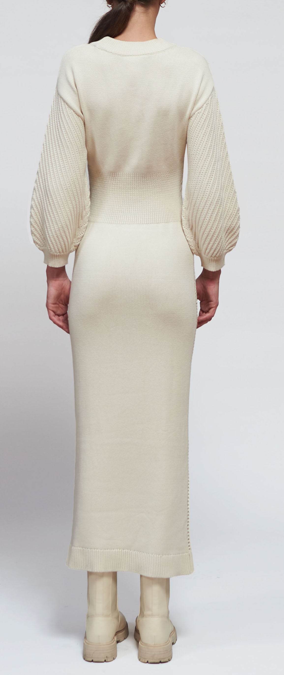 Primakind Ribbed Knit Mock Neck Maxi Dress With Tie-up Waist
