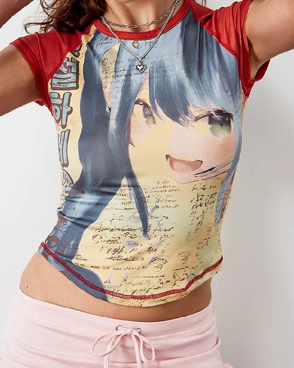 Wednesday Emma Myers Anime Raglan Tee
