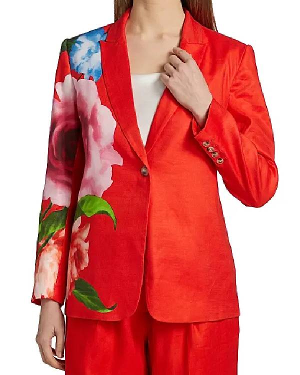 NBC News Daily Morgan Radford Red Floral Blazer