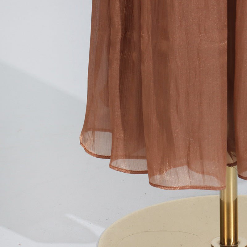 Primakind Balloon Sleeve Tie-Neck Maxi Dress