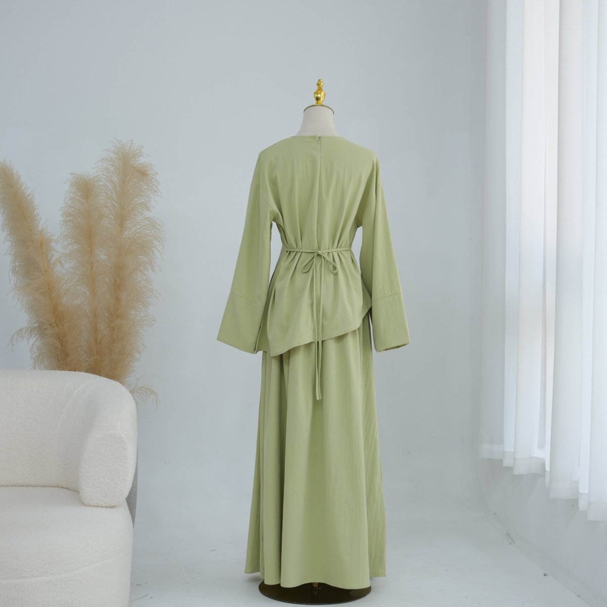 2-Piece Modest Set - Fitted Top ; A-Line Maxi Skirt