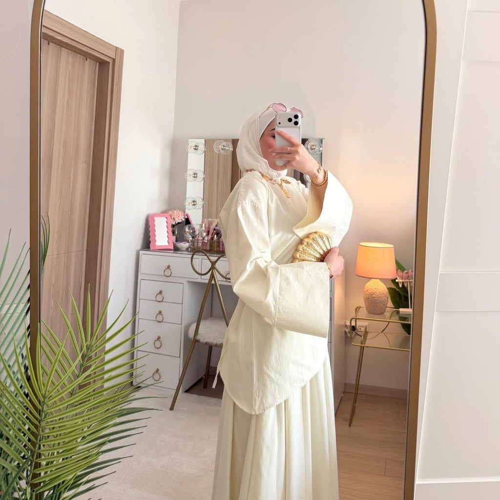 2-Piece Modest Set - Fitted Top ; A-Line Maxi Skirt