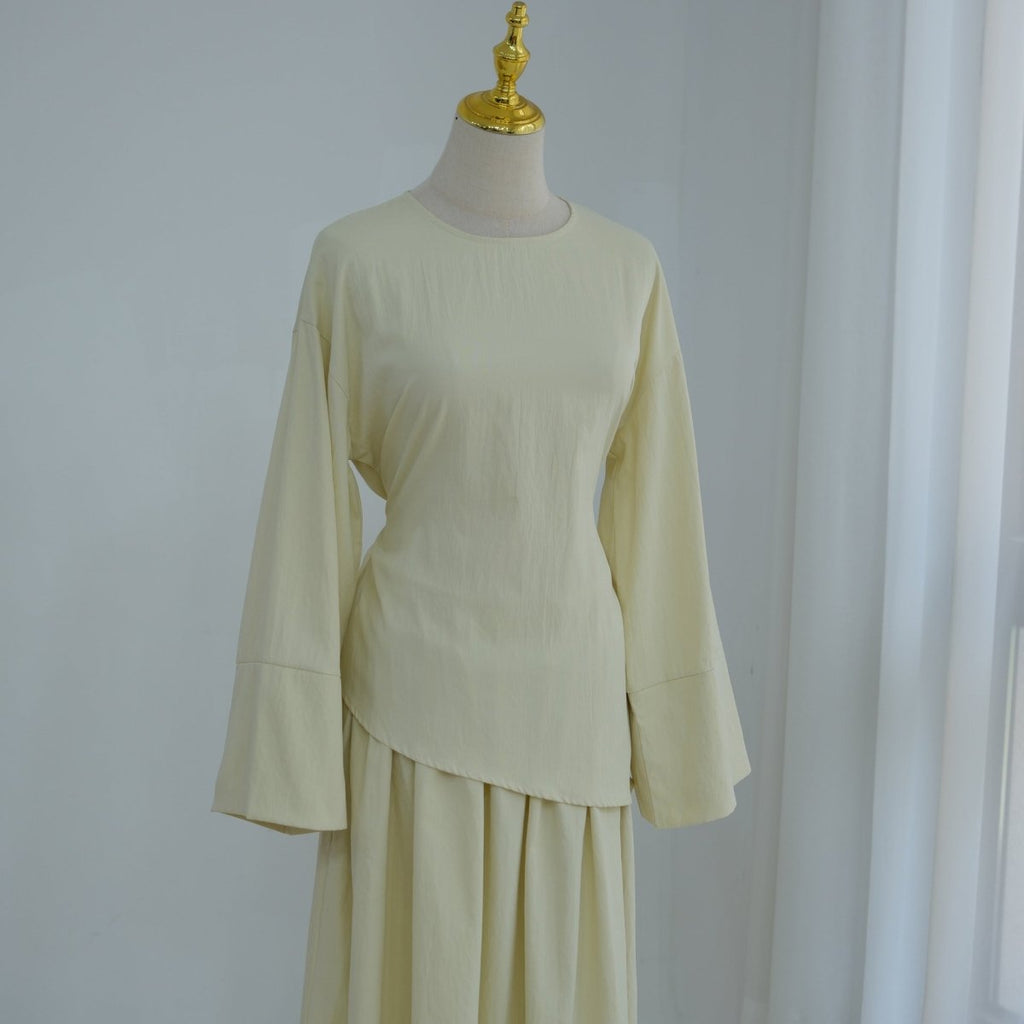 2-Piece Modest Set - Fitted Top ; A-Line Maxi Skirt