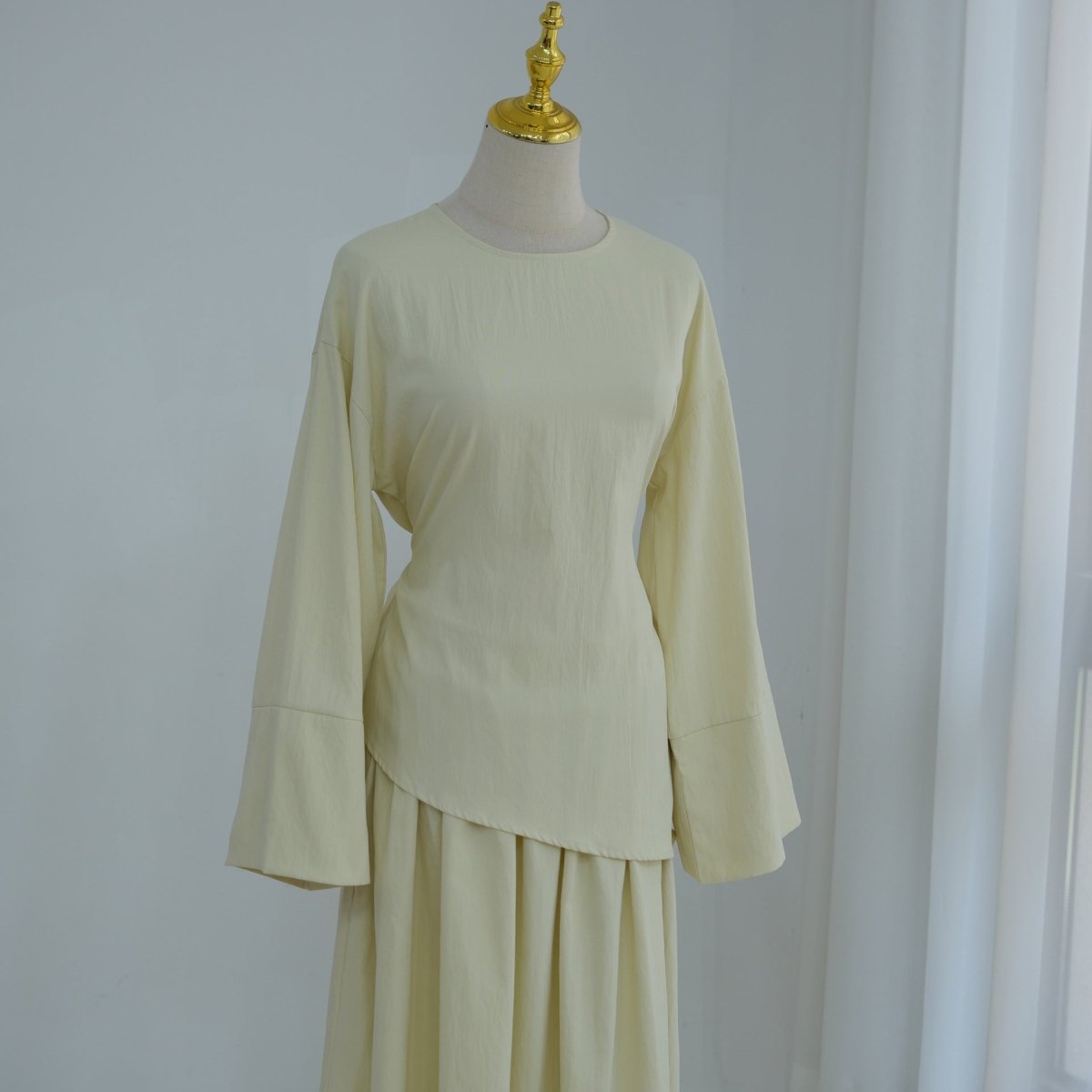 2-Piece Modest Set - Fitted Top ; A-Line Maxi Skirt