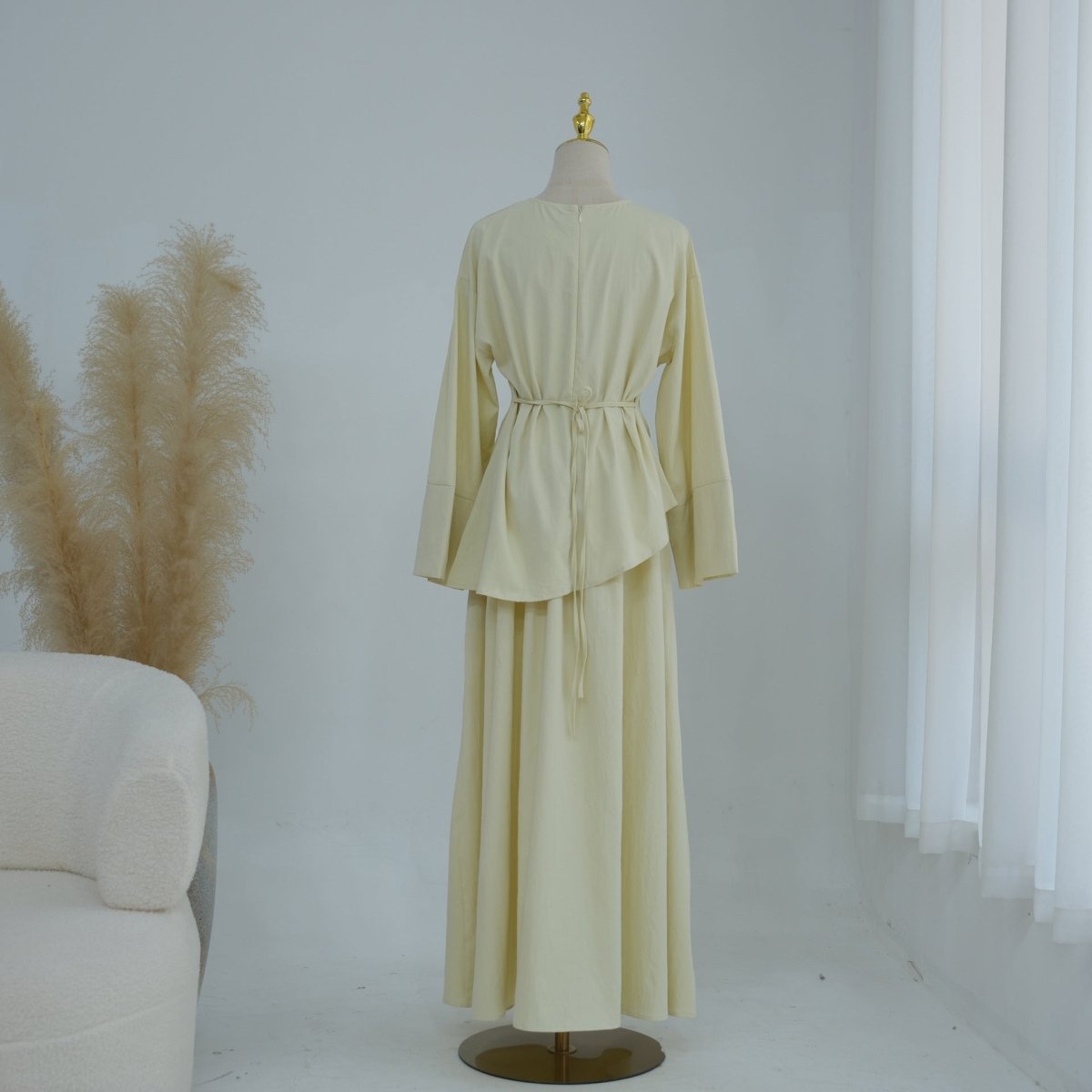 2-Piece Modest Set - Fitted Top ; A-Line Maxi Skirt