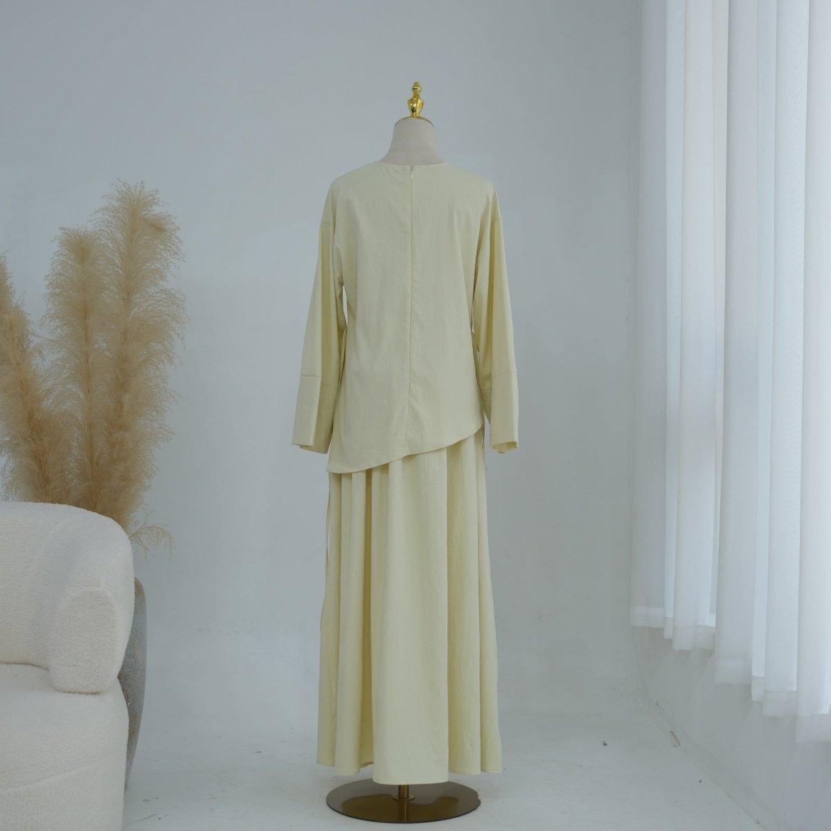 2-Piece Modest Set - Fitted Top ; A-Line Maxi Skirt