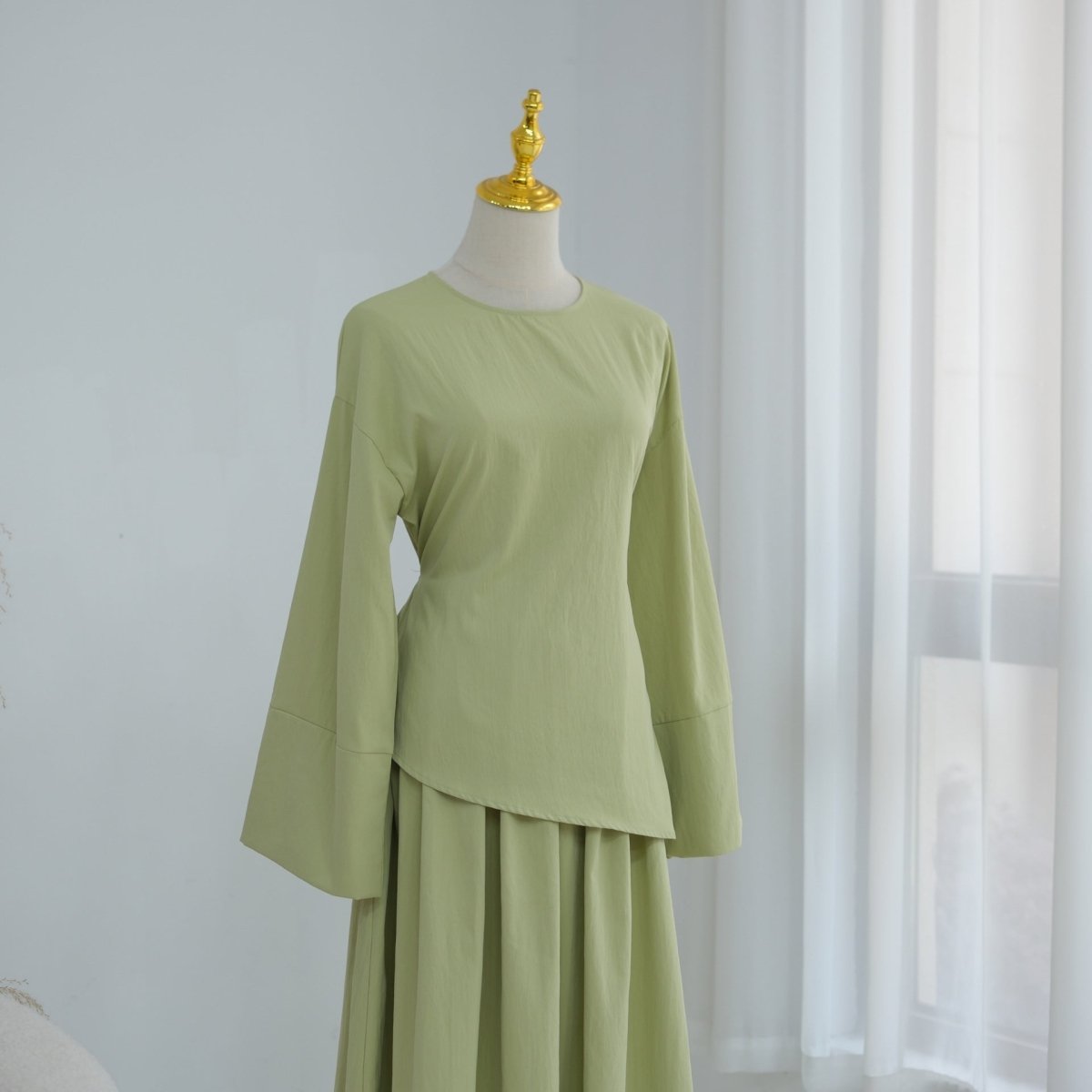 2-Piece Modest Set - Fitted Top ; A-Line Maxi Skirt