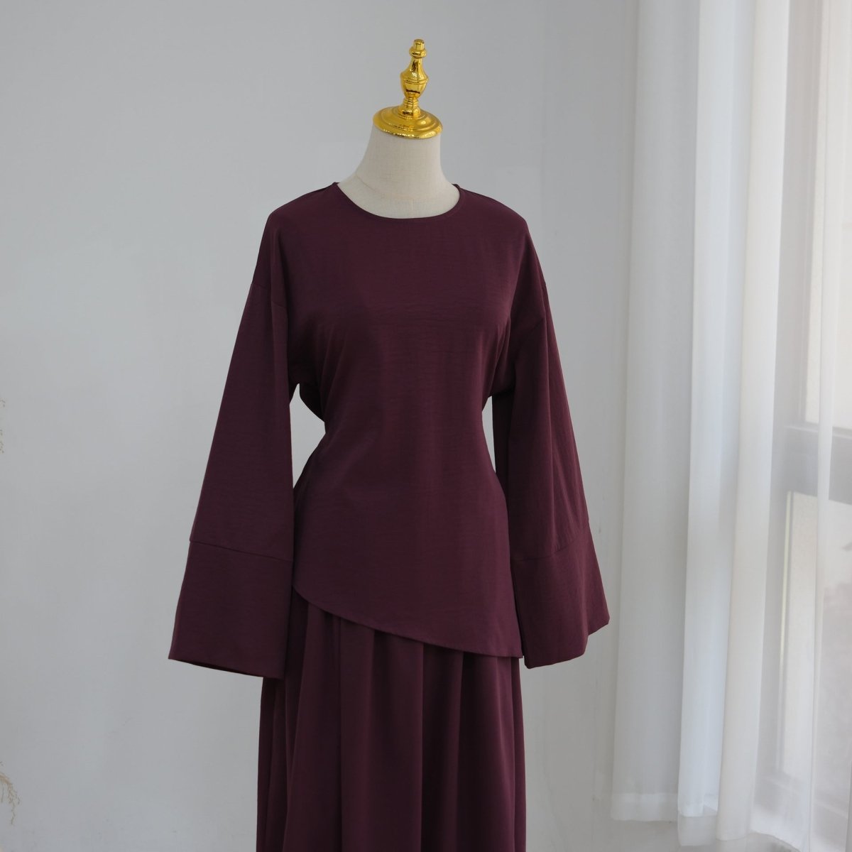2-Piece Modest Set - Fitted Top ; A-Line Maxi Skirt