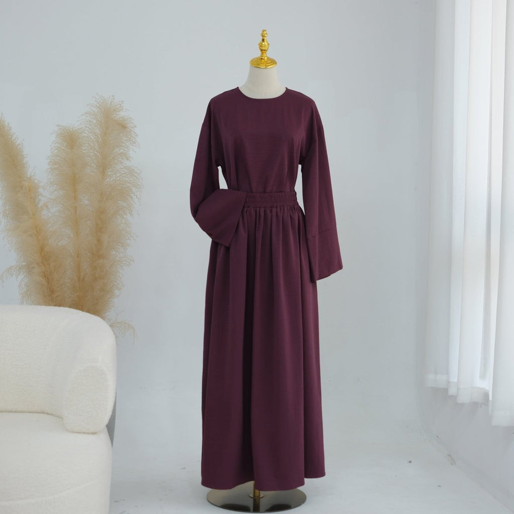 2-Piece Modest Set - Fitted Top ; A-Line Maxi Skirt