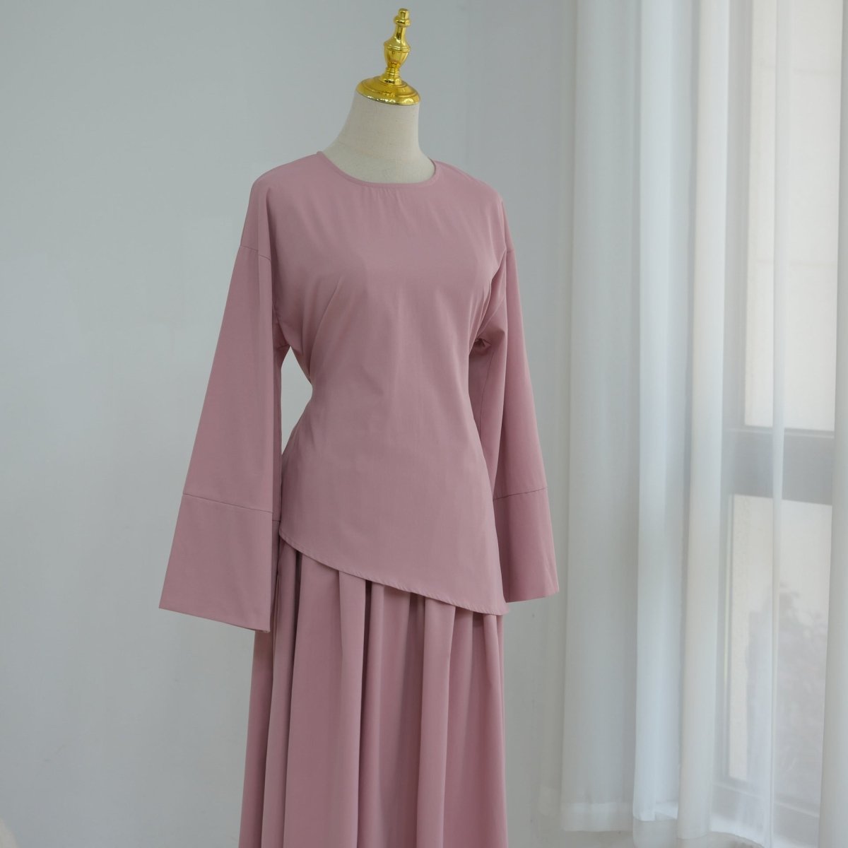 2-Piece Modest Set - Fitted Top ; A-Line Maxi Skirt