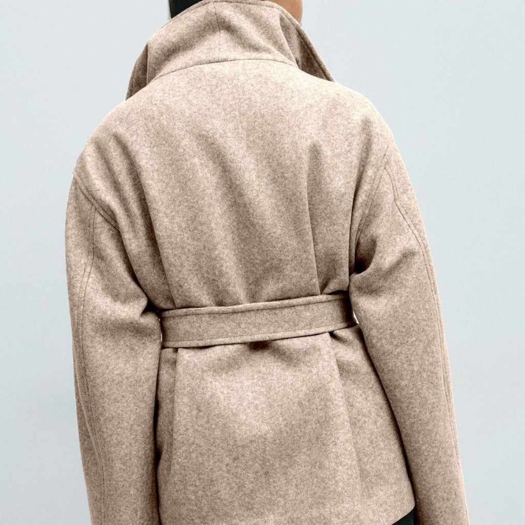 Primakind Belted Wrap Coat Double-Faced Wool Blend Jacket