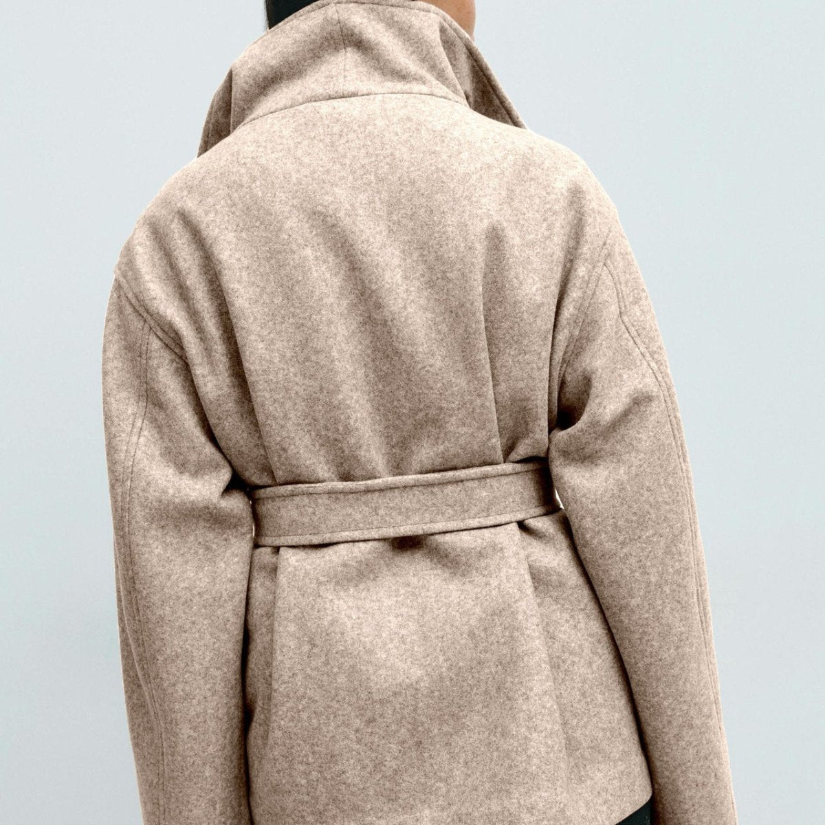 Primakind Belted Wrap Coat Double-Faced Wool Blend Jacket