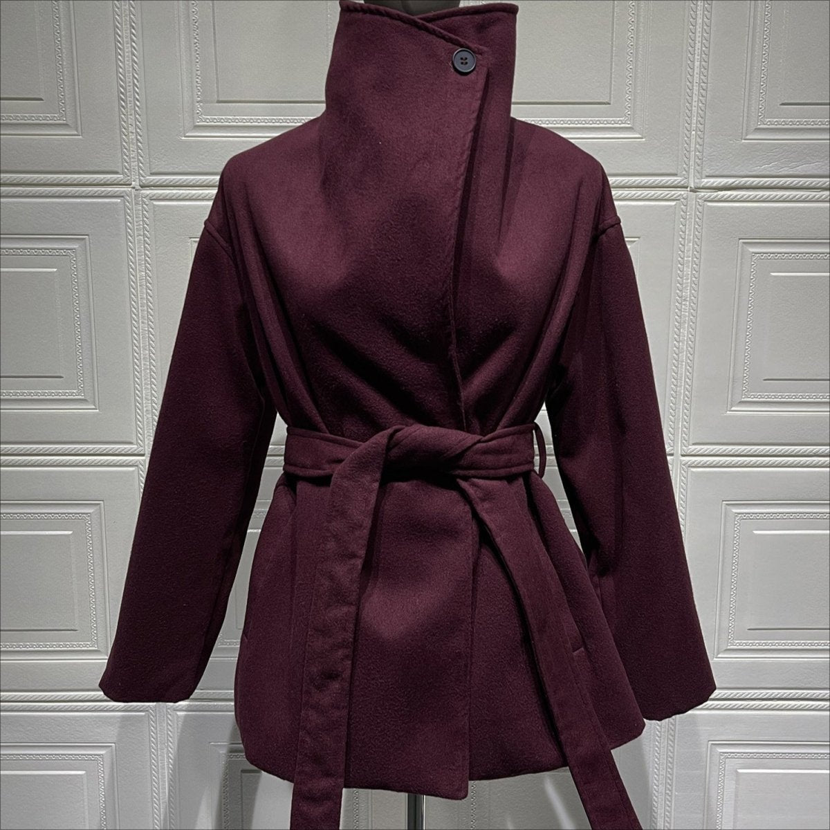 Primakind Belted Wrap Coat Double-Faced Wool Blend Jacket
