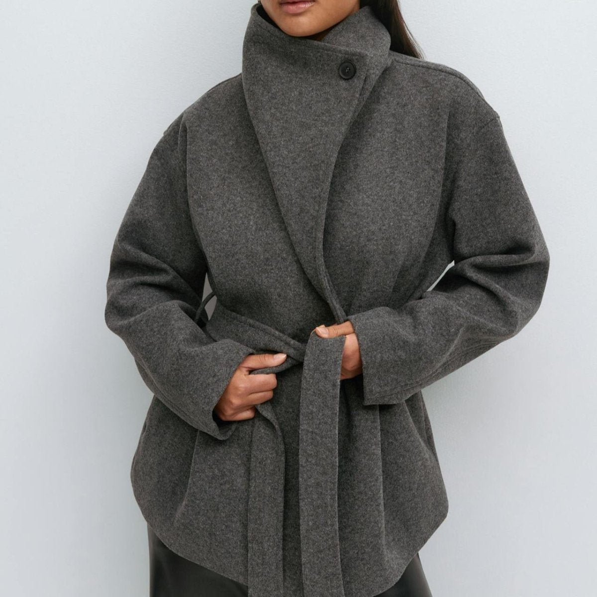 Primakind Belted Wrap Coat Double-Faced Wool Blend Jacket